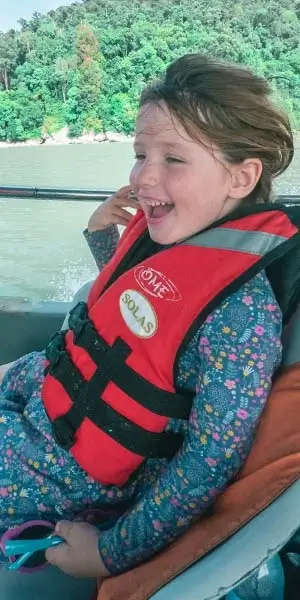 Photo of Emily on a speed boat
